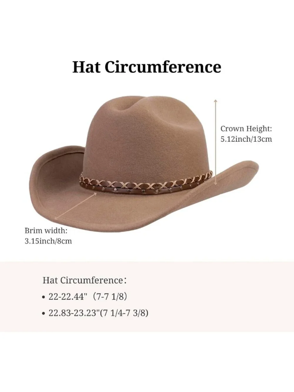 Water-Resistant 100% Wool Cowboy Hat | Western Felt Outback Rancher for Men